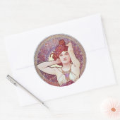 Sticker Rond Violet Lilac mucha Art (Enveloppe)