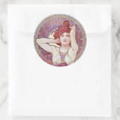 Sticker Rond Violet Lilac mucha Art (Sac)