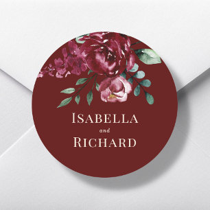 Sticker Rond Violet   Mariage Floral Rouge Marsala