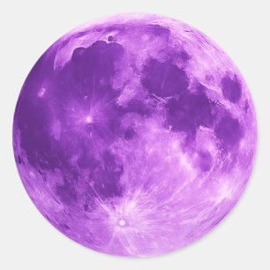 Sticker Rond Violet Moon – Tee-shirt Minimaliste Cosmique