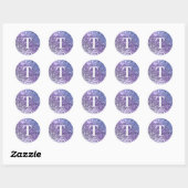 Sticker Rond Violet Ombre Chunky Parties scintillant Monogramme (Feuille)