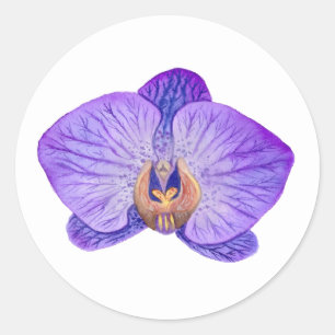 Sticker rond violet orchidée classique