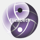Sticker Rond violet ou n'importe quelle couleur yin yang filles (Devant)