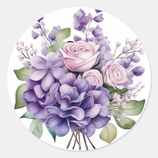 Sticker Rond Violet Peony Et Mariage Rose (Devant)