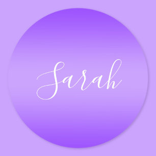 Sticker Rond Violet pourpre ombré modifiable et script de texte
