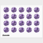 Sticker Rond VIOLET PURPLE Roses - Mariage Enveloppe Sceau (Feuille)