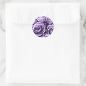 Sticker Rond VIOLET PURPLE Roses - Mariage Enveloppe Sceau (Sac)