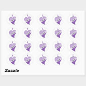 Sticker Rond Violet Ribbon conscience cancer survivant coeur (Feuille)