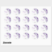 Sticker Rond Violet Rose verdure Floral Anniversaire Merci (Feuille)