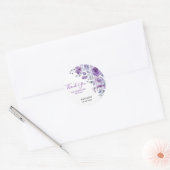 Sticker Rond Violet Rose verdure Floral Anniversaire Merci (Enveloppe)