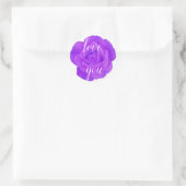 Sticker Rond Violet Rose Vous Aimez Floral Violet Bleu Mariage (Sac)