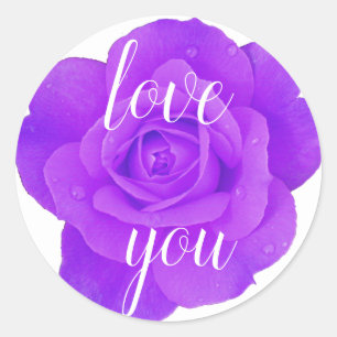 Sticker Rond Violet Rose Vous Aimez Floral Violet Bleu Mariage