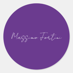 Sticker Rond Violet Royal Élégant Minimaliste Calligraphie
