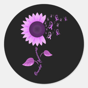 Sticker Rond Violet Ruban Tournesol Butterfly Overdose