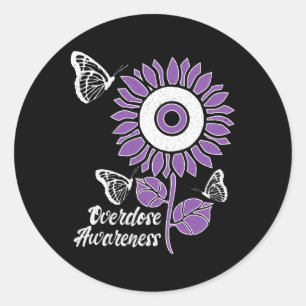 Sticker Rond Violet Ruban Tournesol Butterfly Overdose