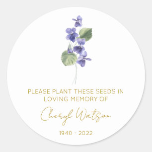 Sticker Rond Violet Simple pochette de graines mémorial