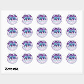 Sticker Rond Violet Turquoise Bleu Dendrobium Mariage orchidée (Feuille)