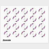 Sticker Rond Violet violet Aquarelle Fleurs Couples Mariages (Feuille)