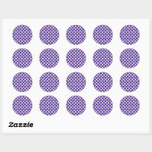 Sticker Rond Violet violet et Pois blancs fête d'anniversaire (Feuille)