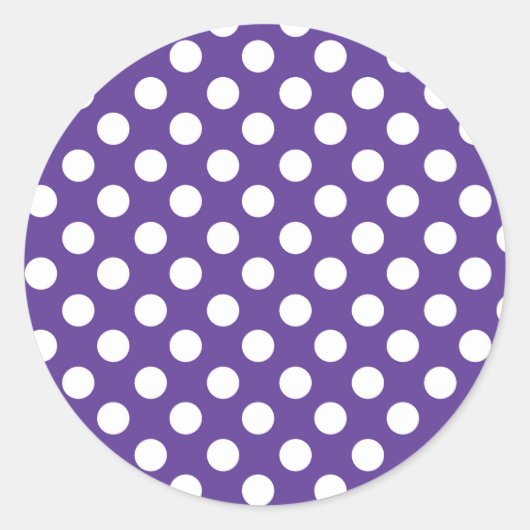 Sticker Rond Violet violet et Pois blancs fête d'anniversaire (Devant)