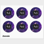 Sticker Rond Violet violet galaxie abstraite Monogramme personn (Feuille)