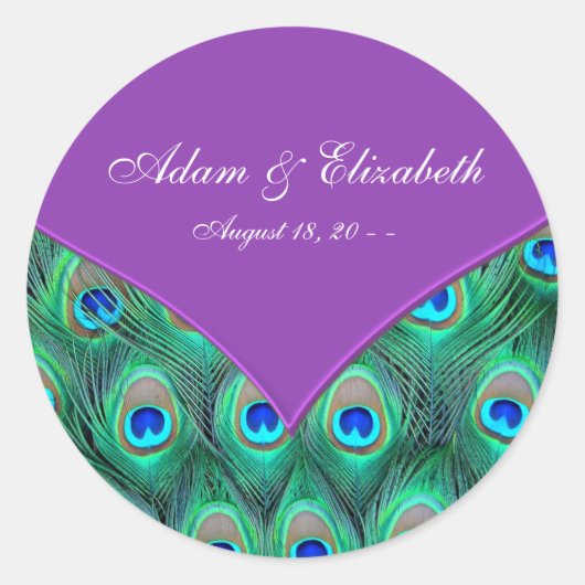 Sticker Rond Violet violet Mariage Peacock (Devant)