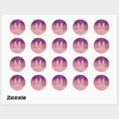 Sticker Rond Violet violet rose triple Parties scintillant Ombr (Feuille)