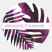 Sticker Rond Violet, Wild Berry Pink Feuille Mariage (Devant)