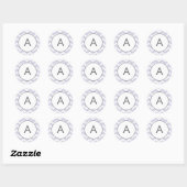 Sticker Rond Violet Zig Zag Chevron Motif Monogramme (Feuille)
