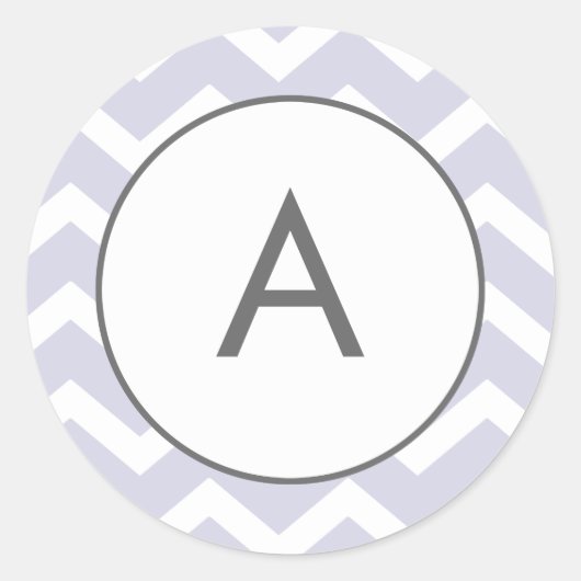 Sticker Rond Violet Zig Zag Chevron Motif Monogramme (Devant)