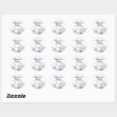 Sticker Rond violette tasse de thé teapot main mélangé thé fête (Feuille)