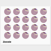 Sticker Rond Violettes aquarelles romantiques sur fond violet (Feuille)