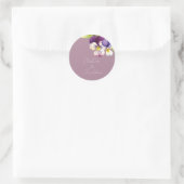 Sticker Rond Violettes aquarelles romantiques sur fond violet (Sac)