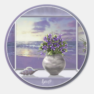 Sticker Rond violettes dans un bocal de lune