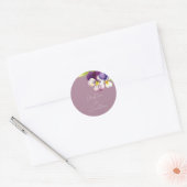 Sticker Rond Violettes d'aquarelle romantique sur violet (Enveloppe)