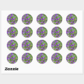 Sticker Rond Violettes en bois du Wisconsin (Feuille)
