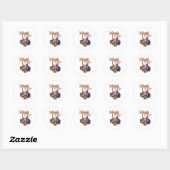 Sticker Rond Violettes vintages dans un panier (Feuille)
