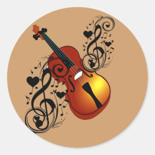 Sticker Rond Violin, Lover at Heart_