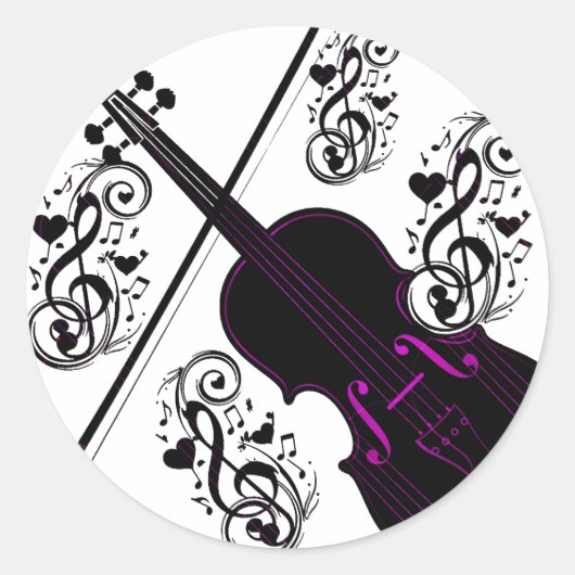 Sticker Rond Violon, amour cinglé_ (Devant)
