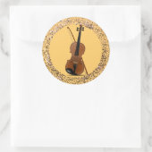 Sticker Rond Violon et Bow, cadre de parties scintillant, (Sac)