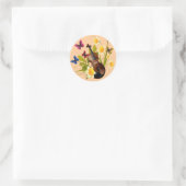 STICKER ROND VIOLON, FLEURS ET PAPILLONS (Sac)