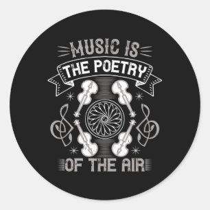 Sticker Rond Violon - La musique est la poésie de l'air