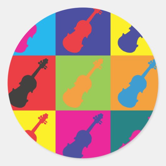 Sticker Rond Violon Pop Art (Devant)