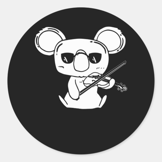 Sticker Rond Violon violoniste Koala avec violon (Devant)