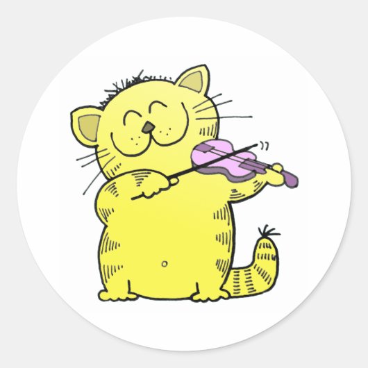 Sticker Rond Violoniste mignon de chaton (Devant)