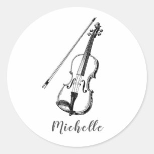 Sticker Rond Violons vintage personnalisés musicaux