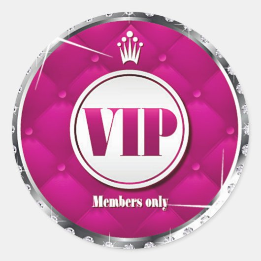 Sticker Rond VIP Diamant rose chaud pour les entreprises (Devant)