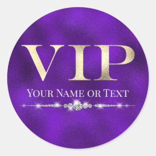 Sticker Rond VIP Or Doré Glamour sur Fond Violet
