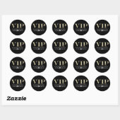 Sticker Rond VIP or glamour sur noir (Feuille)