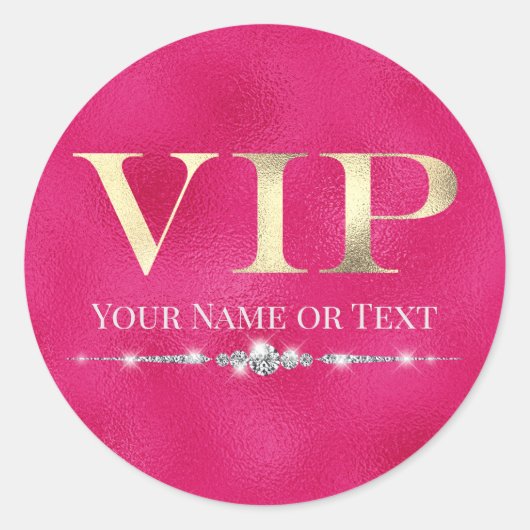 Sticker Rond VIP or glamour sur rose chaud (Devant)